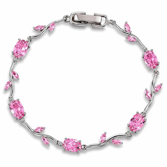 Tulip Pink Floral Stone Vine Bracelet