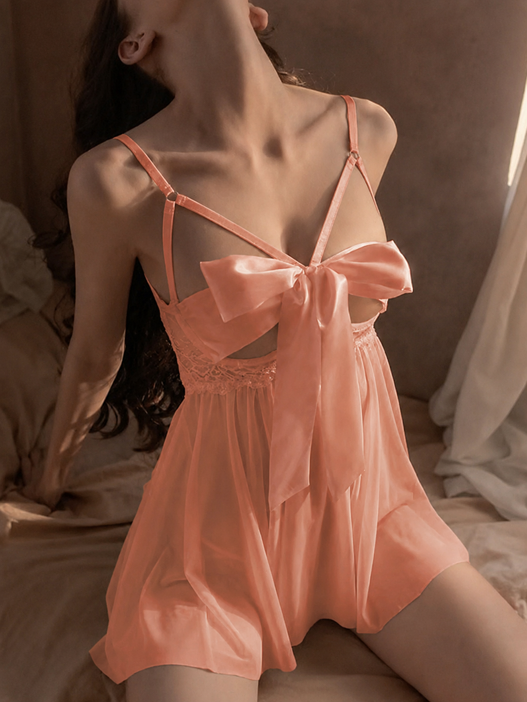 Moonlit Bloom Satin Babydoll Set