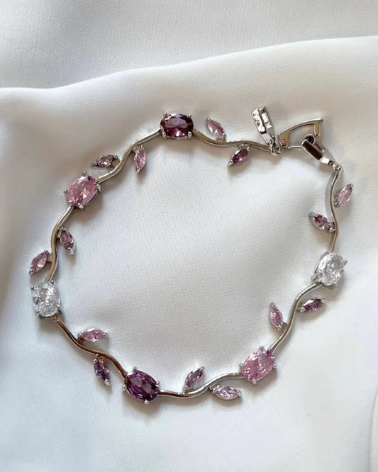 Tulip Floral Vine Crystal Bracelet