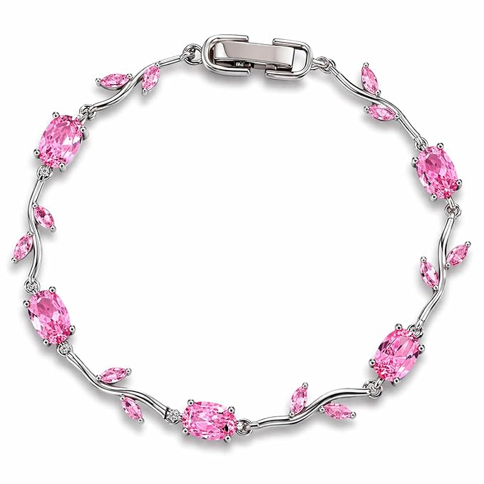 Tulip Pink Floral Stone Vine Bracelet