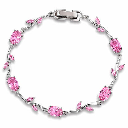 Tulip Pink Floral Stone Vine Bracelet