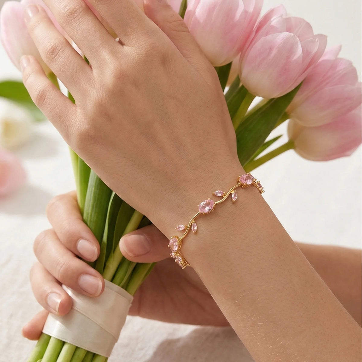 Aarna Pink Tulip Bracelet