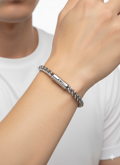 Men’s Silver-Tone Chain Bracelet