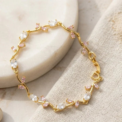 Floral Vine Crystal Bracelet – Gold Plated