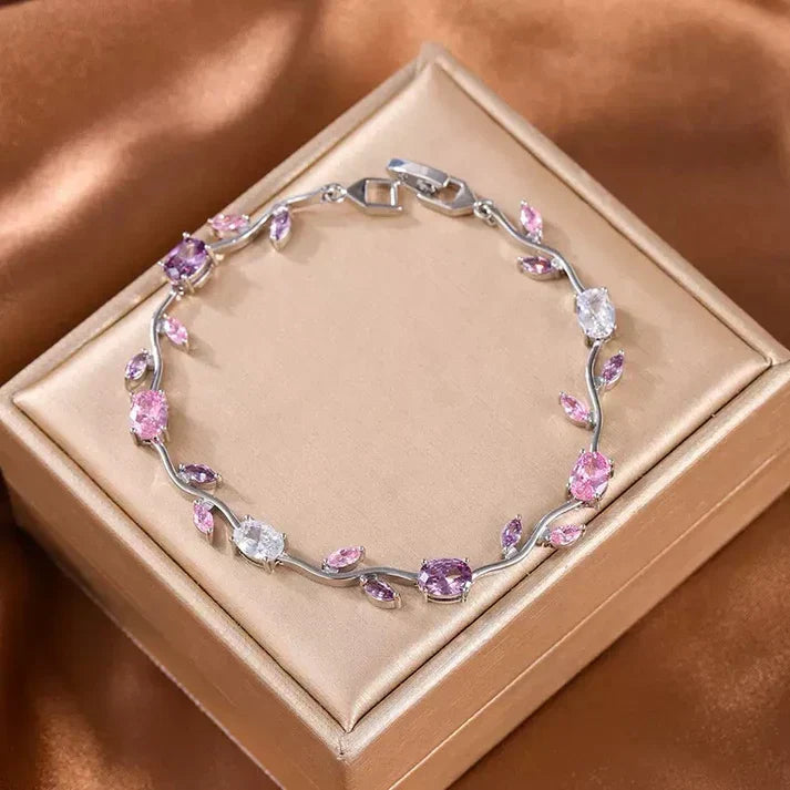 Tulip Floral Vine Crystal Bracelet