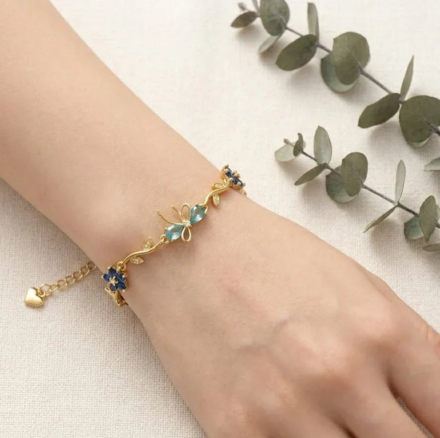 Bow & Floral Charm Bracelet Set – 3 Pieces