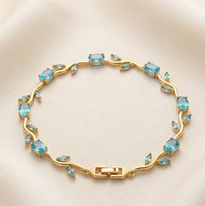 Tulip Blue Floral Vine Bracelet – Gold Plated
