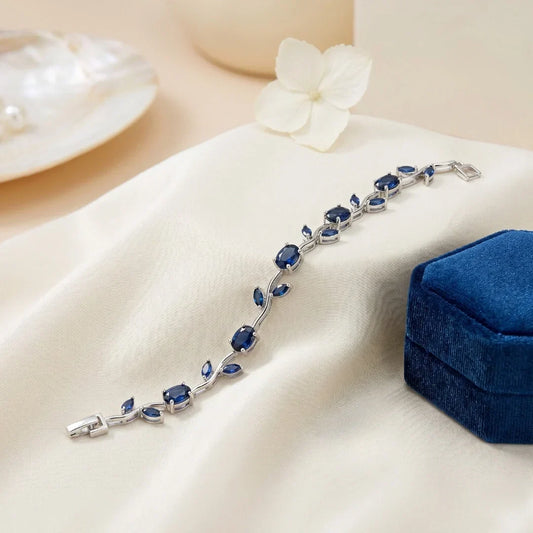 Tulip Sapphire-Blue Floral Vine Bracelet