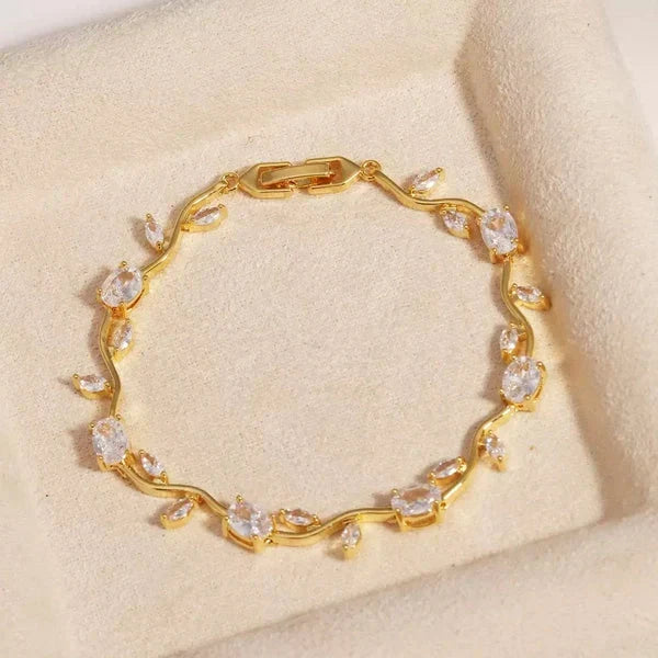 Tulip Crystal Vine Leaf Bracelet