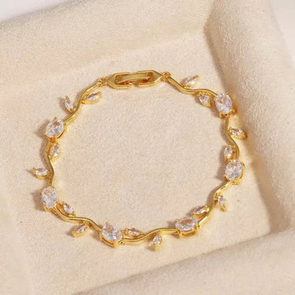 Tulip Crystal Vine Leaf Bracelet