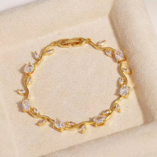 Tulip Crystal Vine Leaf Bracelet
