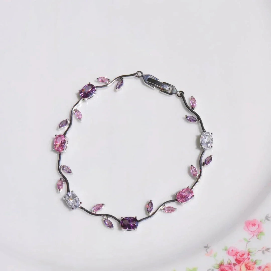 Tulip Floral Vine Crystal Bracelet