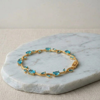 Tulip Blue Floral Vine Bracelet – Gold Plated