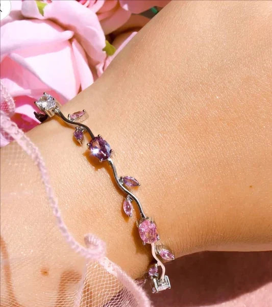 Tulip Floral Vine Crystal Bracelet