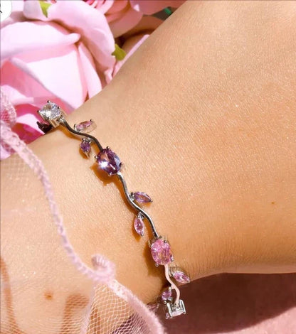 Tulip Floral Vine Crystal Bracelet