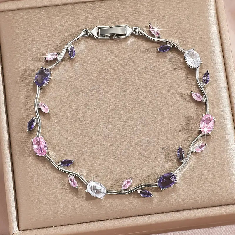 Tulip Floral Vine Crystal Bracelet