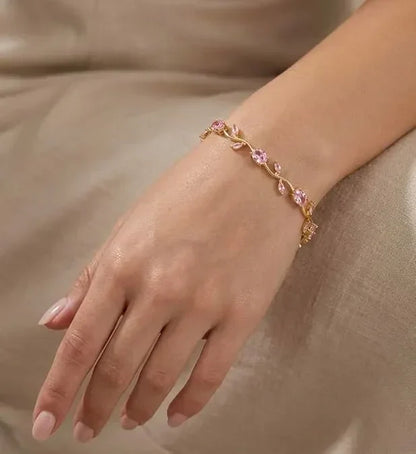 Pink Tulip Floral Vine Bracelet