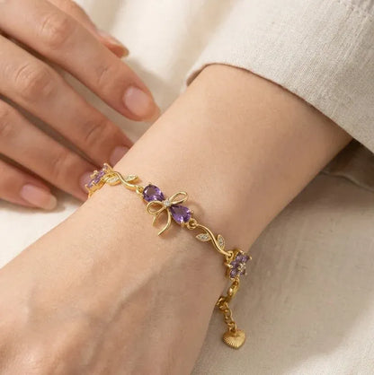 Bow & Floral Charm Bracelet Set – 3 Pieces