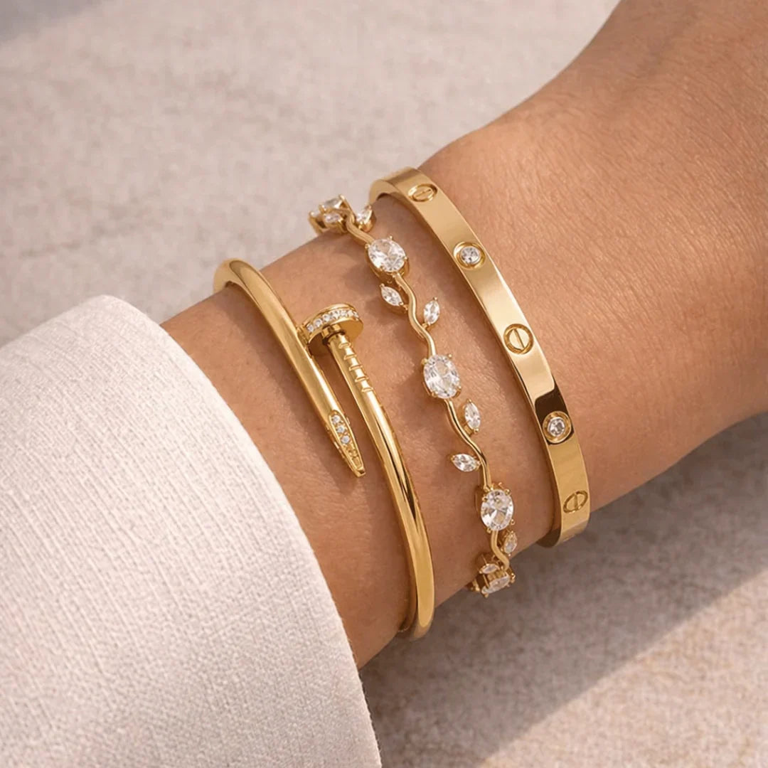 Luxe Gold Bracelet Stack – 3 Pieces
