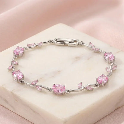 Tulip Pink Floral Stone Vine Bracelet
