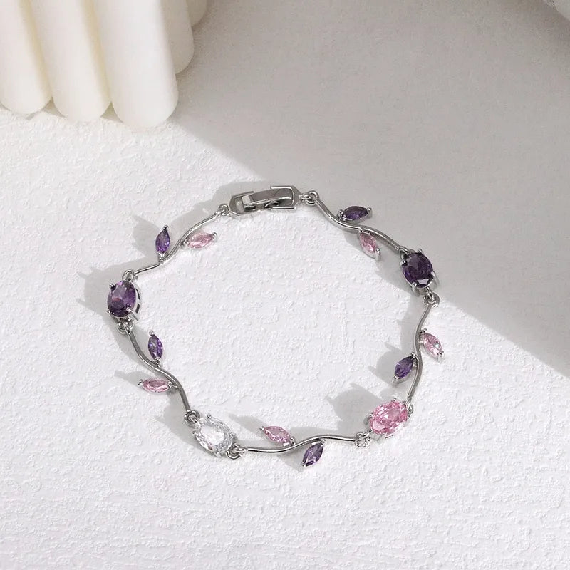 Tulip Floral Vine Crystal Bracelet