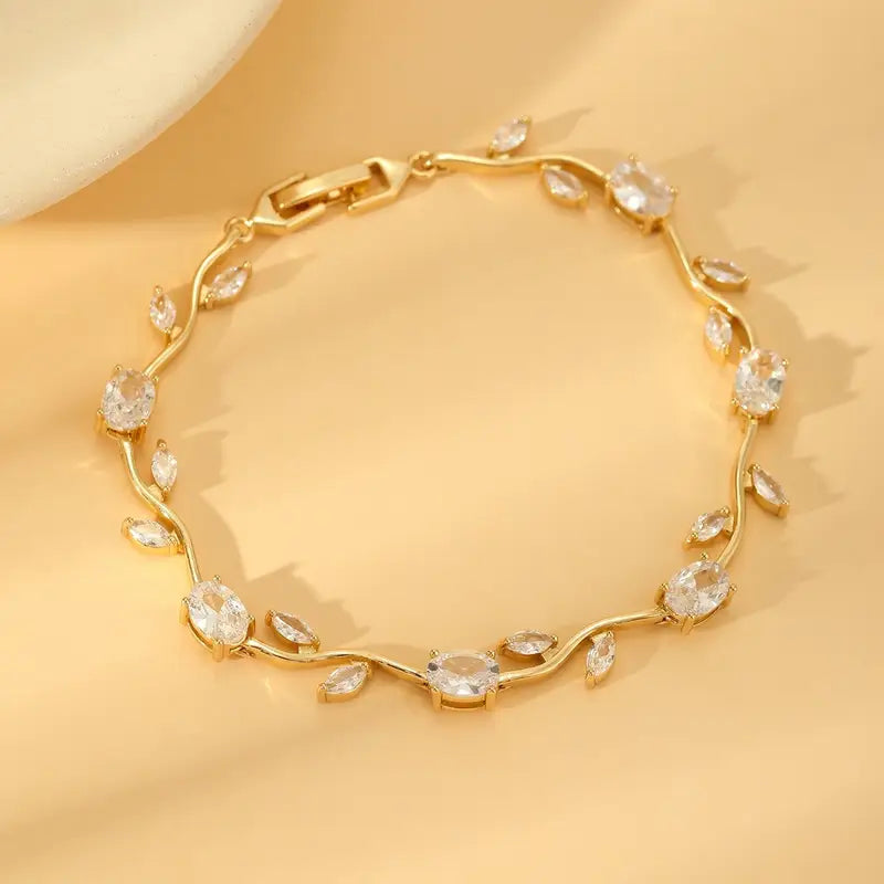 Tulip Crystal Vine Leaf Bracelet