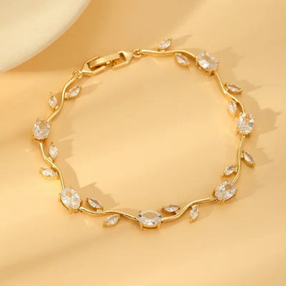 Tulip Crystal Vine Leaf Bracelet