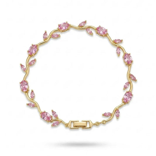 Pink Tulip Floral Vine Bracelet
