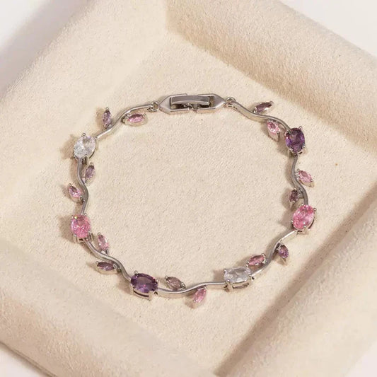 Tulip Floral Vine Crystal Bracelet