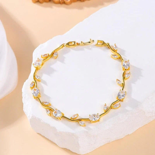 Tulip Crystal Vine Leaf Bracelet